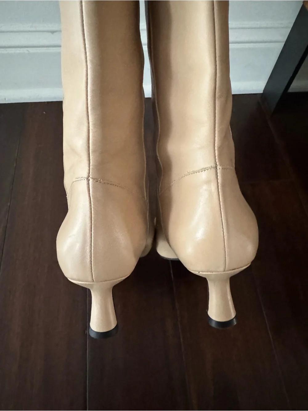 Anthropologies Tall Pointed-Toe Knee High Boots in Beige - Women's Fashion